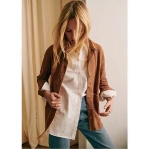 Sezane Will Jacket Camel Suede Leather Women's Medium Oversized